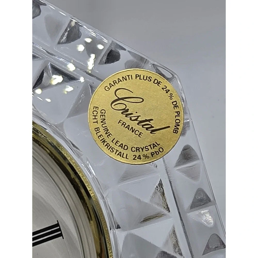 Heavy Lead Crystal Table Quartz Clock Staiger West Germany, Cristal Case France